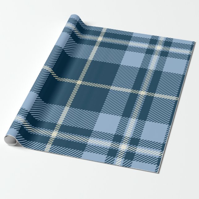Brittisk Blue Tartan-jul Presentpapper (Utrullad)