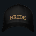 BRITTISK BROMMASKINKETT guld / Svart Broderad Keps<br><div class="desc">Hattbroderade: Klassiskt golden/svart mode basebolllock med texten "BRIDE" för bachelorette party/hens party,  bröllop,  costume party dress up/night out</div>