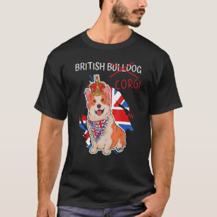 Brittisk Bulldog Corgi Union Jack Drottning Platin T Shirt