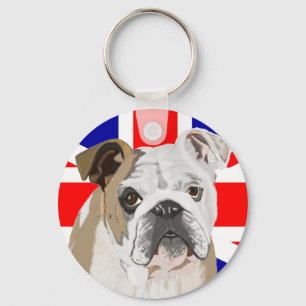 Brittisk Bulldog med Union Jack Nyckelring