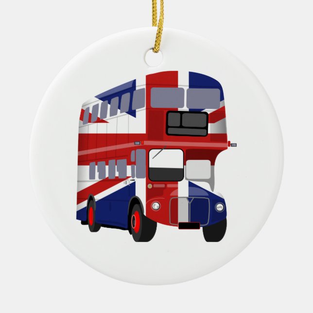 Brittisk buss julgransprydnad keramik (Framsidan)