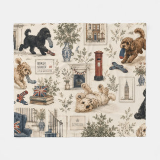 Brittisk Cottagecore Cockapoo Fleecefilt