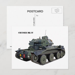 Brittisk Cruiser Mk IV-stridsvagn Vykort