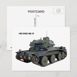 Brittisk Cruiser Mk IV-stridsvagn Vykort