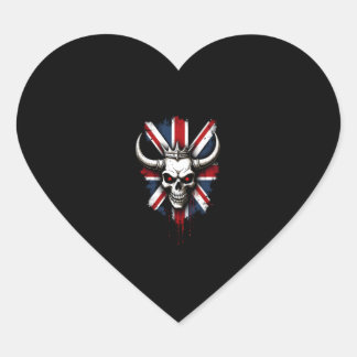 Brittisk dödskalle England Storbritannien flagg Pr Hjärtformat Klistermärke