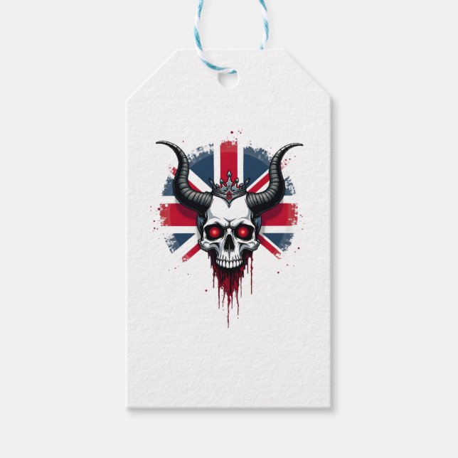 Brittisk dödskalle England Storbritannien flagg Pr Presentetikett (Framsidan)