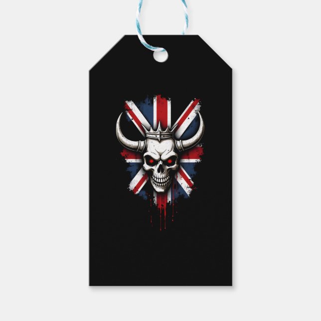 Brittisk dödskalle England Storbritannien flagg Pr Presentetikett (Framsidan)