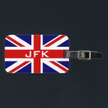 Brittisk facklig märkre för bagage för monogram bagagebricka<br><div class="desc">Brittisk facklig märkre för bagage för monogram för jackflagganamn. Engelskapridesymbol. Anpassningsbar hänger lös etiketter för resväskor,  och bära-på hänger lös. Tillfoga din egna visitkort,  eller kontakten specificerar på baksidaen. Storbritannien England UK United Kingdom. 3 monogrammed initialer för brev. Kvinnor och ungar för rolig gåva för manar.</div>