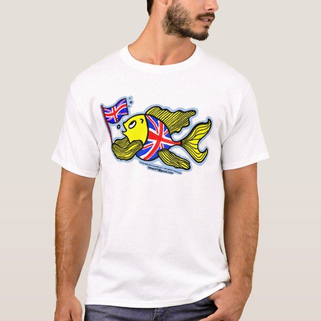 Brittisk fisk med en facklig jackflagga tee shirt (Framsida)