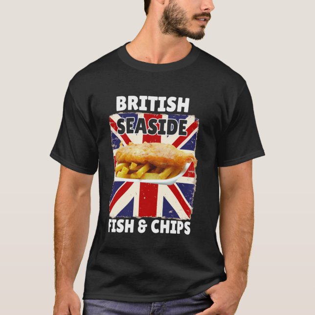 Brittisk fiske och pommes frites vid kusten - UK C T Shirt (Framsida)