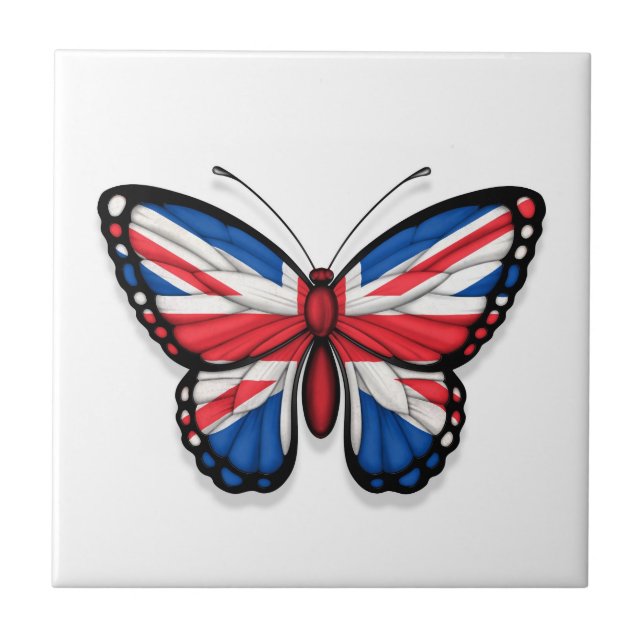 Brittisk fjärilsflagga kakelplatta (Framsidan)