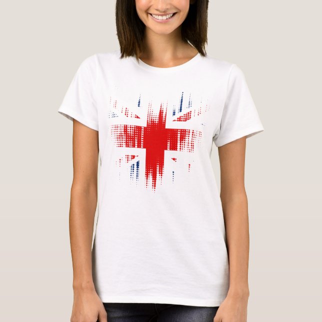Brittisk flagg Grunge Design Dam Vit T Shirt (Framsida)