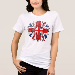 Brittisk flagg solros slitna design dam t shirt