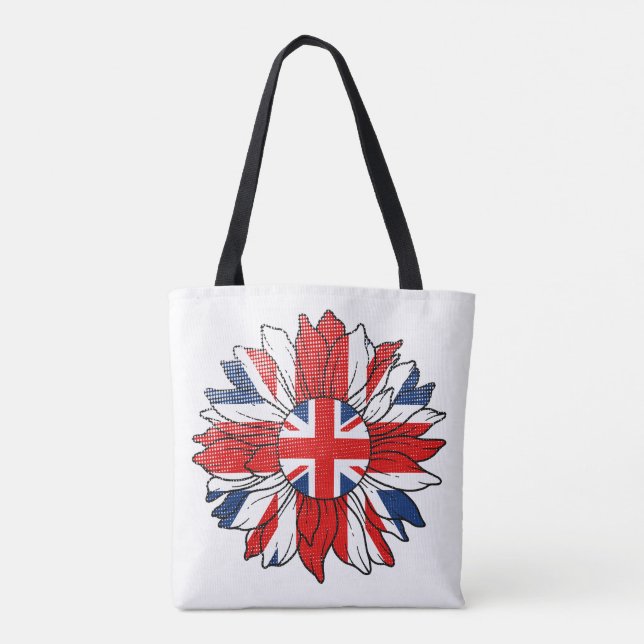Brittisk flagg solros slitstark design dam tygkasse (Baksida)