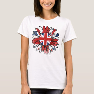 Brittisk flagg solros vintage slitna dam- t shirt