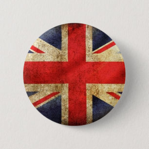 Brittisk flagga centrerade Button för Grunge Knapp