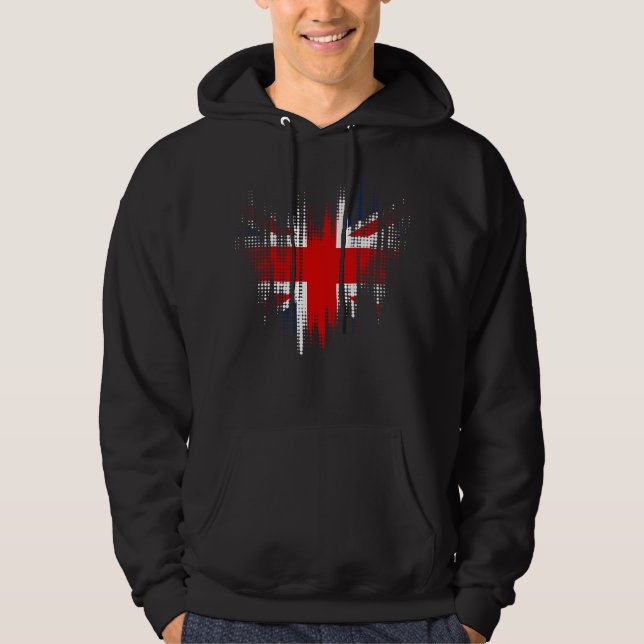 Brittisk flagggrunge Distressed Design Herr Hoodie (Framsida)