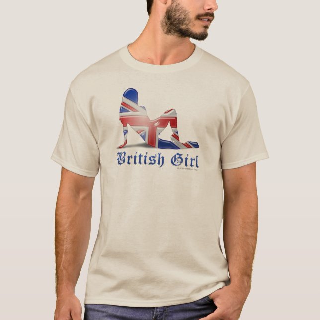 Brittisk flickaSilhouetteflagga Tee Shirt (Framsida)