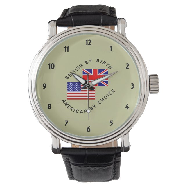 Brittisk från födseln Amerikan genom val Svart tex Armbandsur (Framsida)