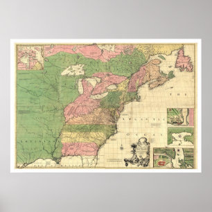Brittisk & franskAmerika karta - 1775 Poster