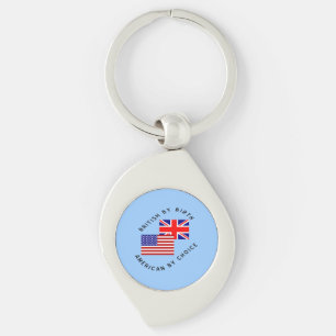Brittisk genom födsel Amerikan genom val Svart tex Swirl Silverfärgad Nyckelring