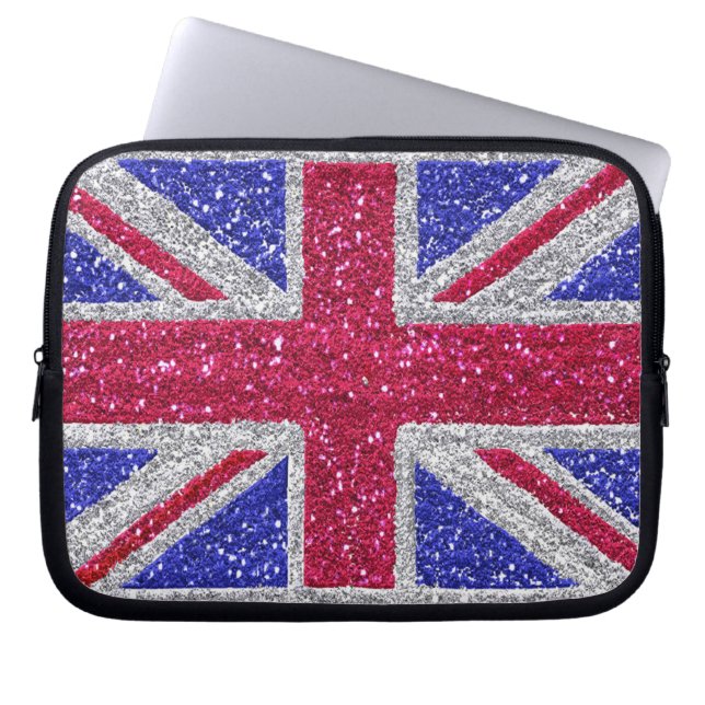 BRITTISK GLITTERAFFEKTLAPTOP SLEEVE (Framsidan)