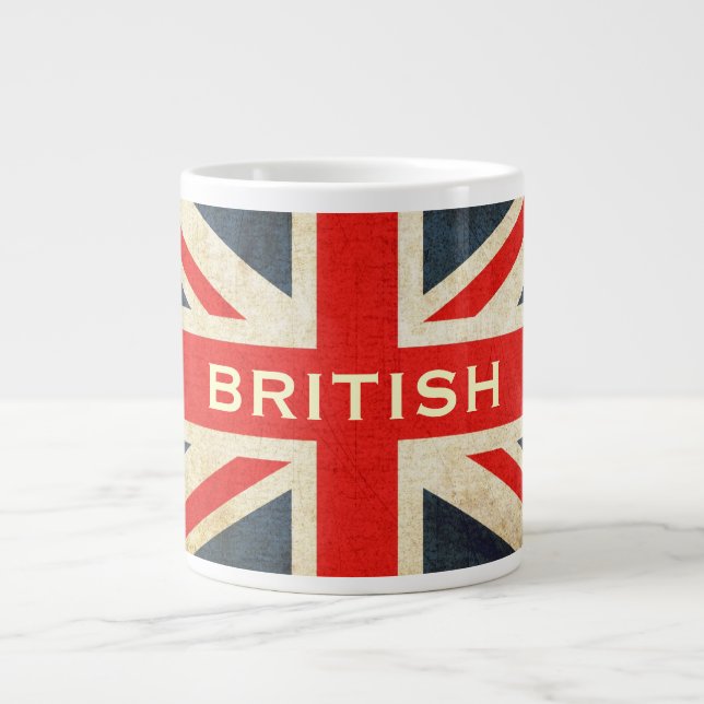 Brittisk Grunge Union Jack Jättekaffemugg Jumbo Mugg (Framsidan)
