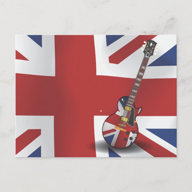 Brittisk Invasion Gitarr Vykort (Framsida)