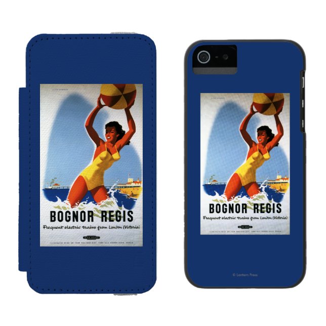 Brittisk järnvägflicka och Beachball affisch Incipio iPhone Wallet Skal (Sida vid Sida)