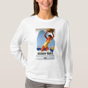 Brittisk järnvägflicka och Beachball affisch Tee