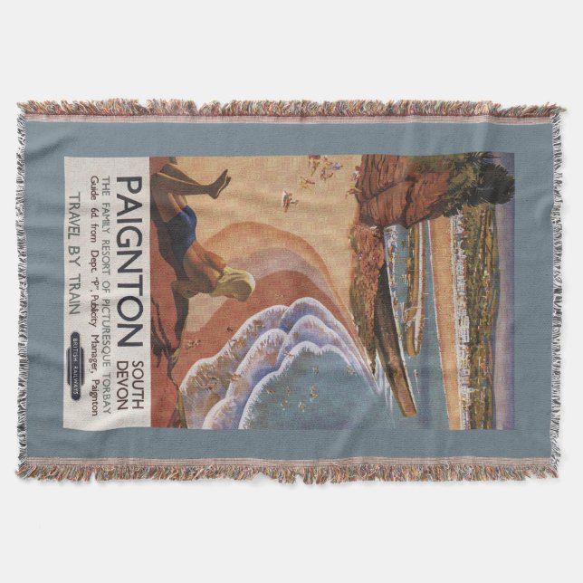 Brittisk järnvägflicka som tittar över en klippa mysfilt (Framsidan)