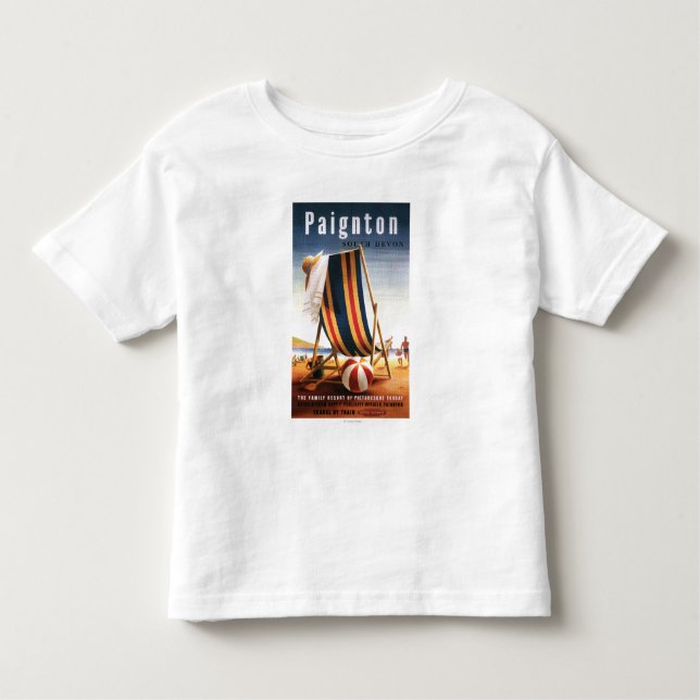 Brittisk järnvägstrandstol och bollaffisch t-shirt (Framsida)