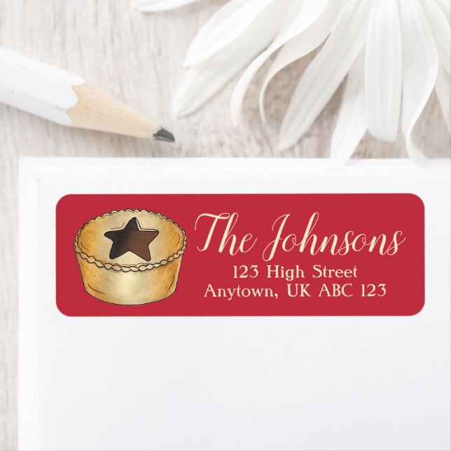 Brittisk julhelg, Paj, festlig Julfest Returadress Etikett (Insitu)