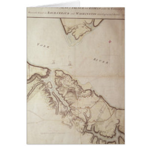 Brittisk karta av siegen av Yorktown, 1781 Hälsningskort