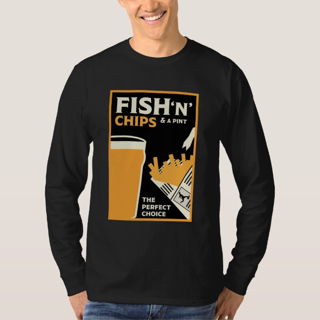 Brittisk klassisk fisk och Chip T Shirt (Framsida)