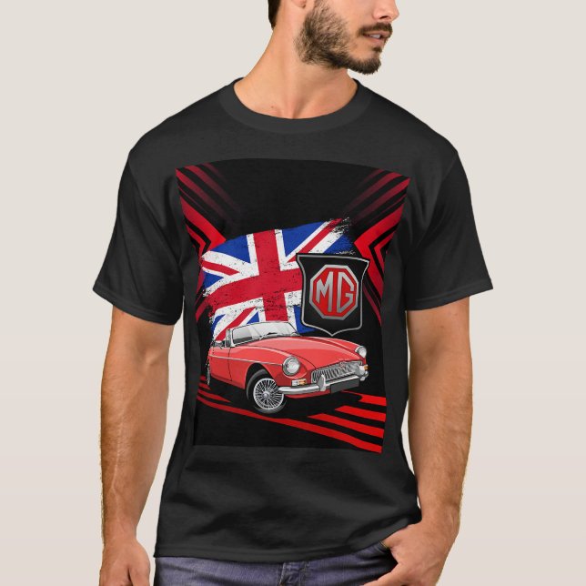 Brittisk klassisk sportbil - MG MGB konvertibel T- T Shirt (Framsida)
