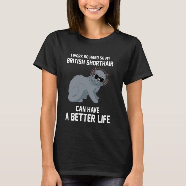 Brittisk Korthår Kattmamma Design T Shirt (Framsida)
