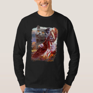 Brittisk Korthår Örn Amerikansk Flagga 4 juli Ind T Shirt