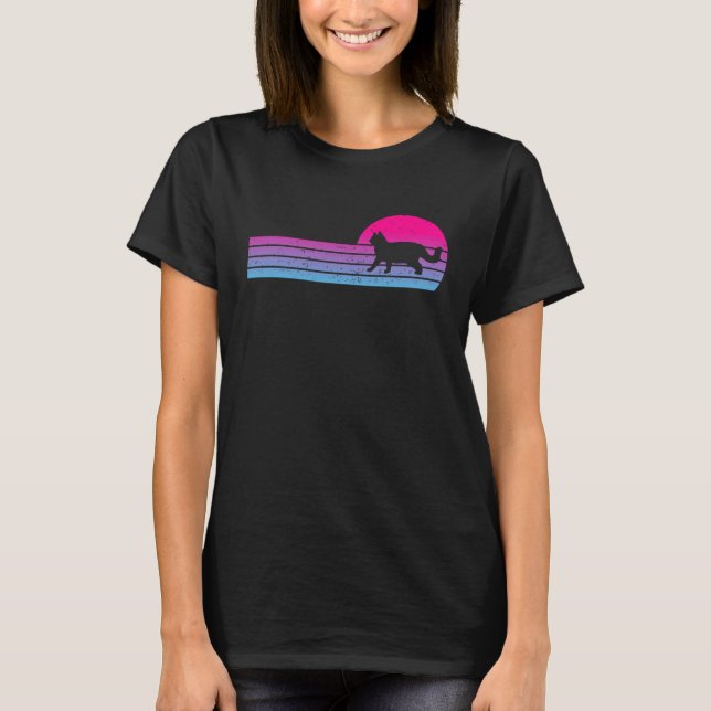 Brittisk korthår Retro katt 70-tal 80-tal T Shirt (Framsida)
