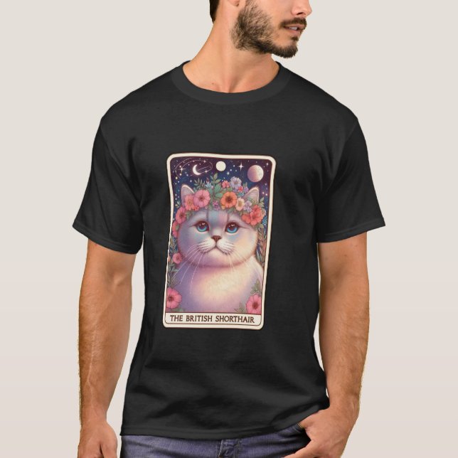 Brittisk Korthår Tarotkort T Shirt (Framsida)