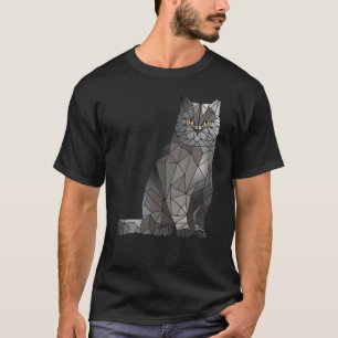 Brittisk Korthårskatt Polygon Geometrisk Kattunge T Shirt