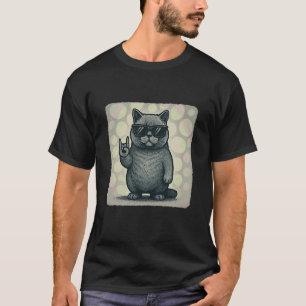 Brittisk Korthårskatt Solglasögon Rockmusik Roligt T Shirt