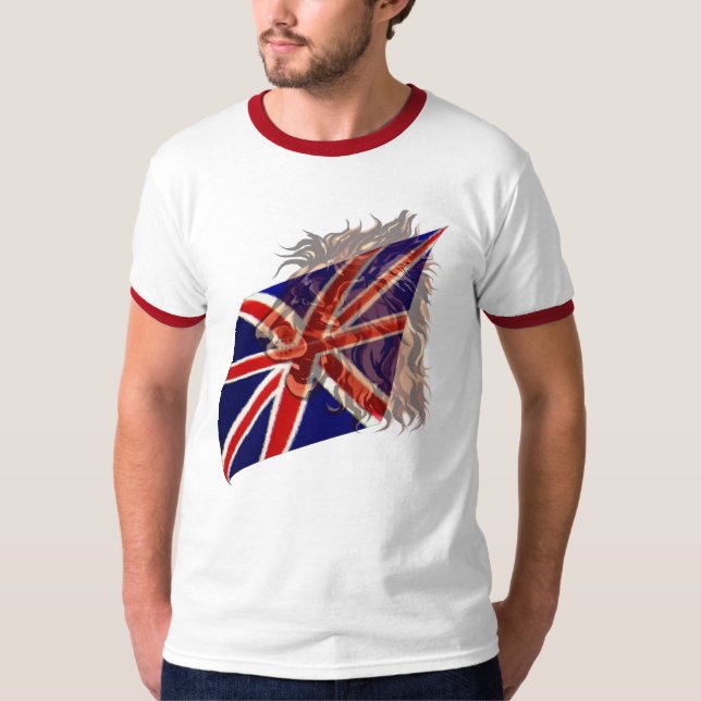Brittisk lejon T-tröja för flagga "n" Tee Shirt (Framsida)