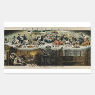 Brittisk middag för Scrooge drottningVictoria jul Rektangulärt Klistermärke