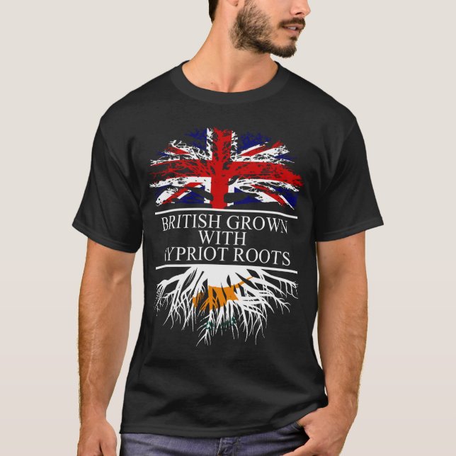 Brittisk odling med cypriotrötter cyprus flagga t shirt (Framsida)