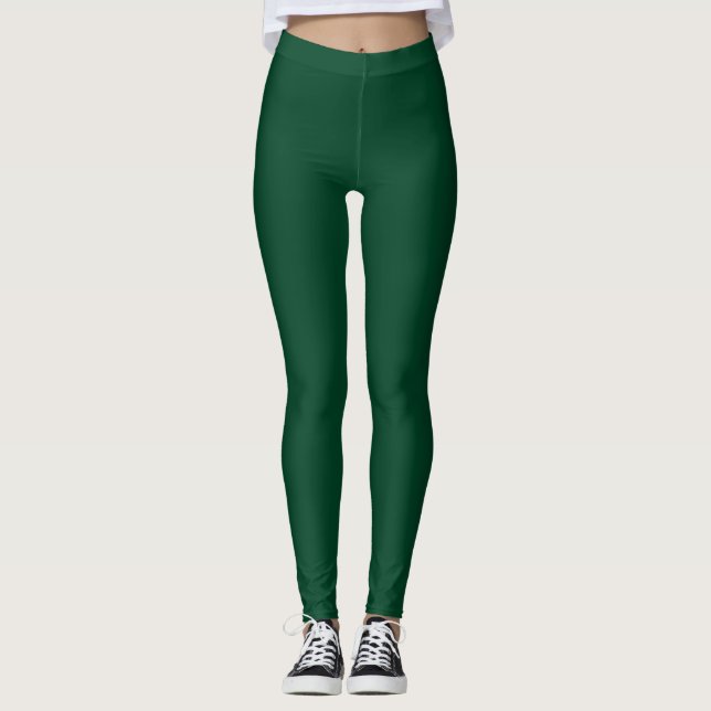 Brittisk Racing Grön Färg Enfärgad Leggings (Framsida)