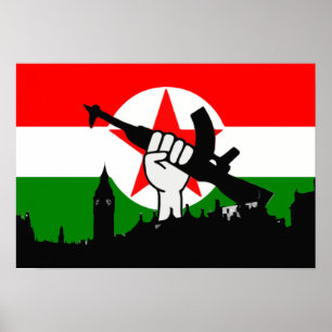 Brittisk republikansk kämpeflagga ovanför poster