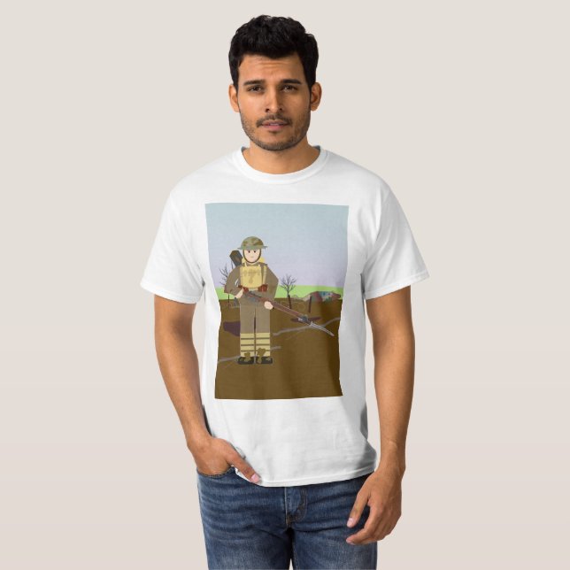 Brittisk Rifleman 3# (världskrig jag) T-shirt (Hel framsida)