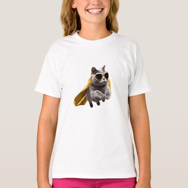 Brittisk Shorthair Superhjälte T Shirt (Framsida)