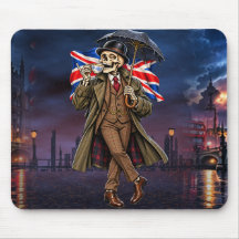 Brittisk Skelett London Regn Te Union Jack Big Ben
